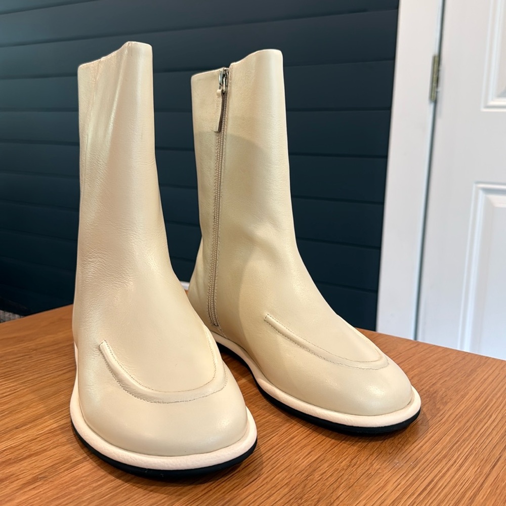 Flat round toe loafer inspired boot